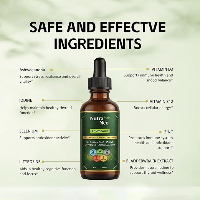 ThyroCore Thyroid Support Drops – Supports Natural Energy Metabolic Balance Stress Support &amp Mental Clarity – Liquid Supplement with Vitamins Minerals &amp Botanical Extracts – 60 ML (1pc)