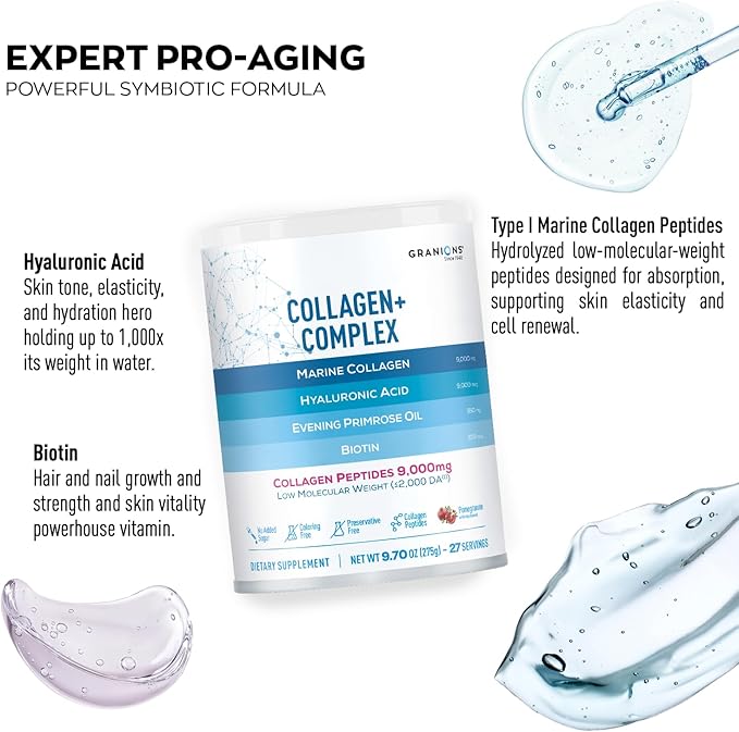 Biotin Keratin Collagen Complex and Marine Collagen Pomegranate Powder Hair Growth and Beauty Bundle