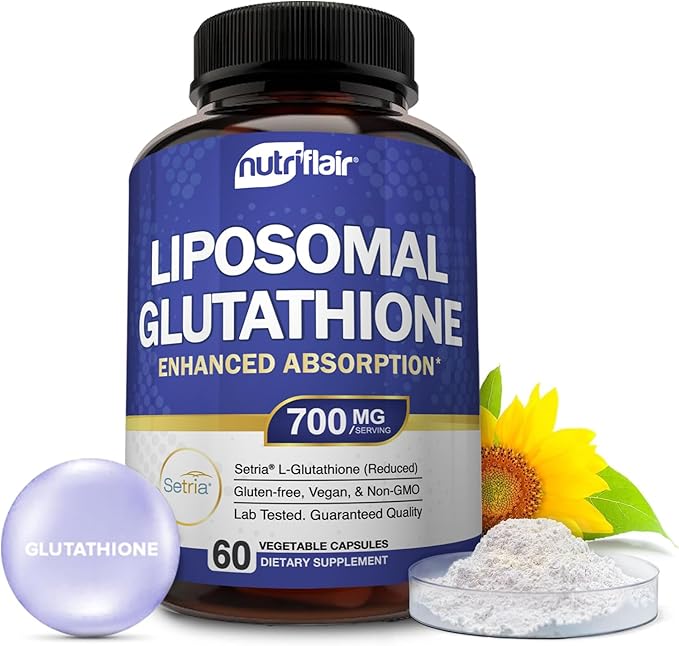 NutriFlair Liposomal Glutathione Supplement 700mg – Setria® Reduced L-Glutathione 60 Capsules