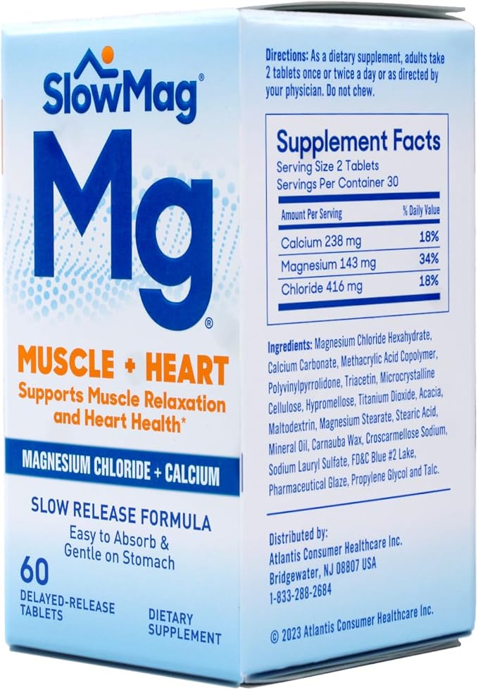 Slow Mag Magnesium Chloride and Calcium 60 Tablets each (Value Pack of 3)
