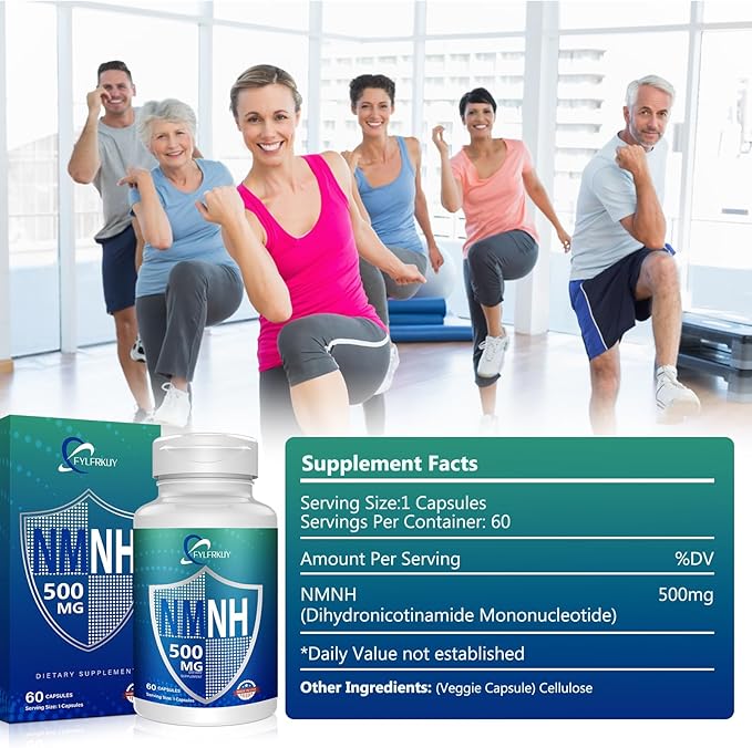 New NMNH 500mg Per Serving (Dihydronicotinamide Mononucleotide) NAD 𝐒𝐮𝐩𝐩𝐥𝐞𝐦𝐞𝐧𝐭𝐬 Pure Organic More Effective Than NMN for Anti-Aging Energy Immunity Focus - 60 Count