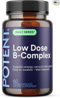 Low Dose B-Complex - 60 Capsules - Complete Daily Support - Well Tolerated Easy to Swallow - Supports Energy &amp Wellness