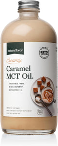 Natural Force Creamy Caramel MCT Oil – Non Dairy Keto Certified Emulsified MCTs for Low-Carb Ketogenic Coffee Smoothies &amp Shakes - Mixes Instantly + No Blending Required – 16 Oz Glass Bottle
