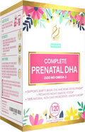 Actif Complete Prenatal DHA with 1500mg Omega-3 100% Natural Organic DHA EPA Omega 3 - Non-GMO 90 Gummies