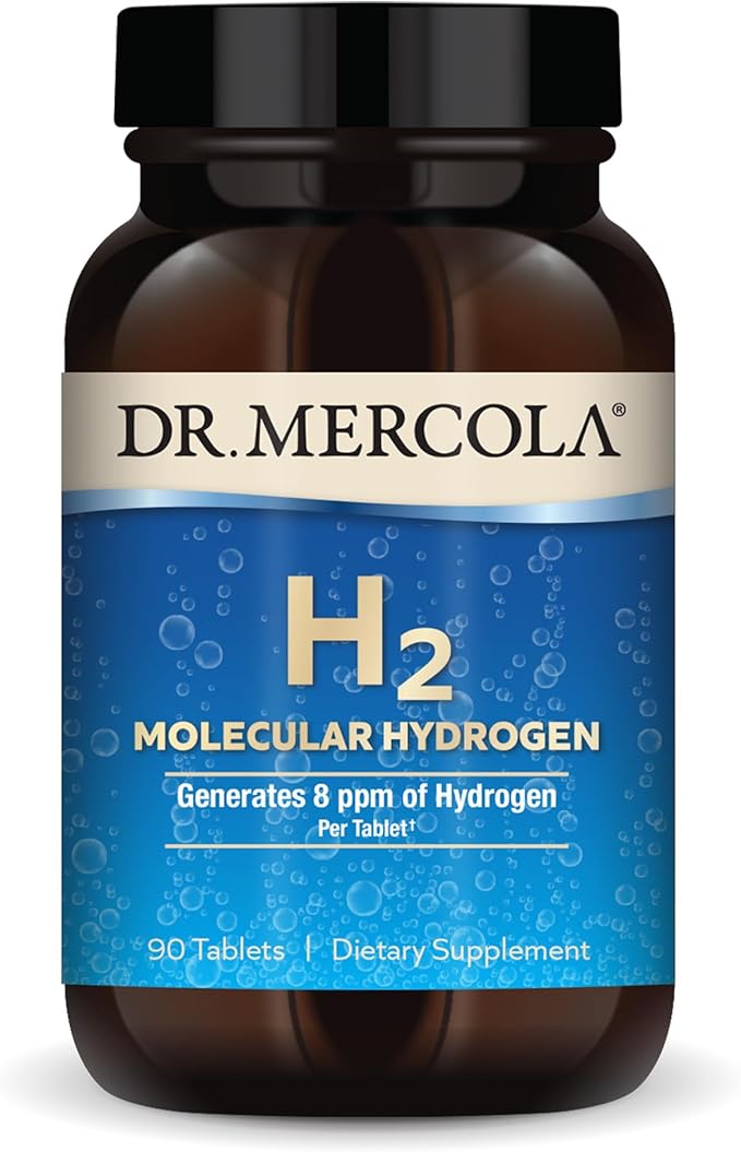 Dr. Mercola H2 Molecular Hydrogen - Supports Healthy Aging Cellular Energy &amp Brain Health - with Elemental Magnesium - GMO-Free Gluten-Free &amp Soy-Free - 90 Tablets (90 Servings)