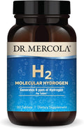 Dr. Mercola H2 Molecular Hydrogen - Supports Healthy Aging Cellular Energy &amp Brain Health - with Elemental Magnesium - GMO-Free Gluten-Free &amp Soy-Free - 90 Tablets (90 Servings)