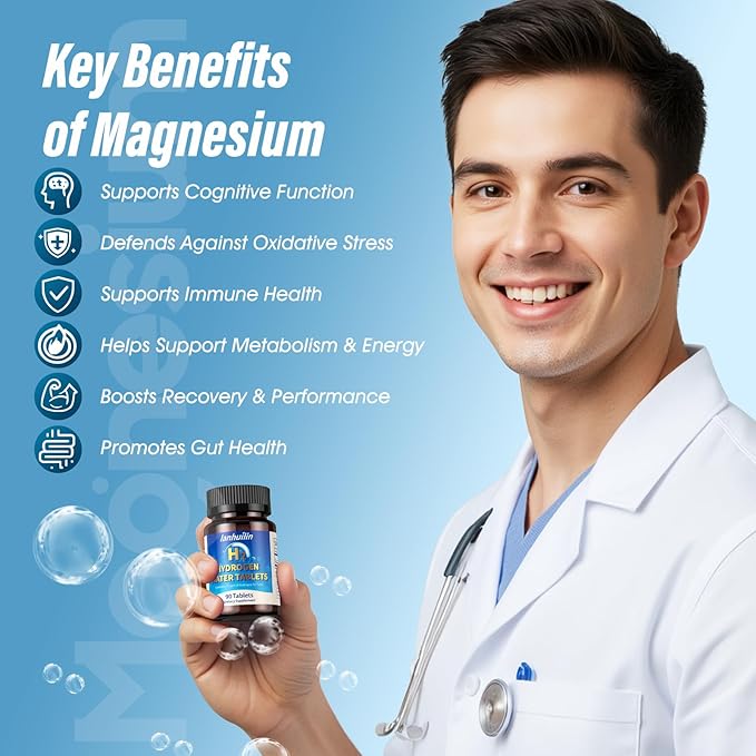 Hydrogen Water Tablets 150mg Magnesium – 10 PPM Molecular Hydrogen Tablets for Drinking Water Supports Healthy Aging Cellular Energy Recovery &amp Brain Health – GMO-Free &amp Gluten-Free 90 Tab