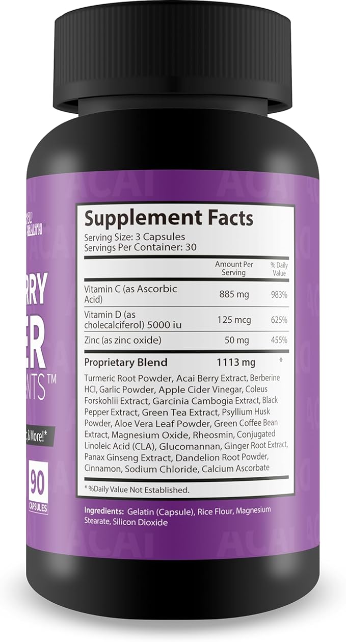 Best Acai Berry Super Antioxidants Supplement - Our Best Acai Berry Vitamin C Antioxidant Supplement - Natural Antioxidant Pill - Cellular Health &amp Immune Support - Super Antioxidants Supplements