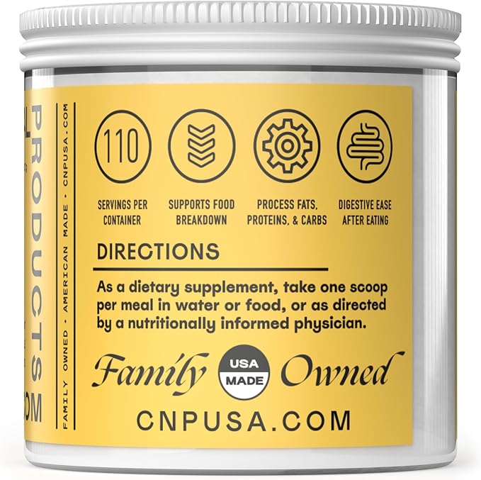 Complete Natural Products Digestive Enzyme Powder - Plant Based Blend 8oz Glass Jar Gentle Digestive Support