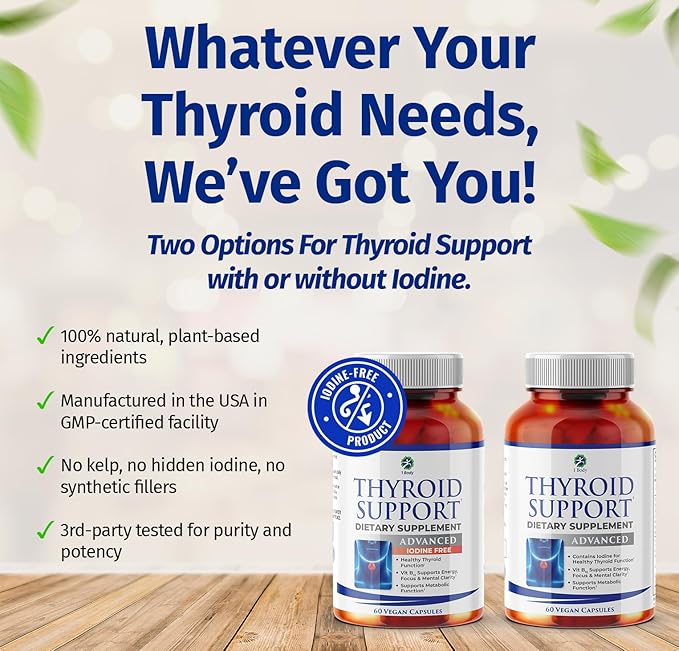 1 Body Thyroid Support Supplement for Women – Iodine Free Formula with Selenium Zinc &amp Ashwagandha – Supports Energy Metabolism &amp Hormone Balance – 60 Vegan Capsules