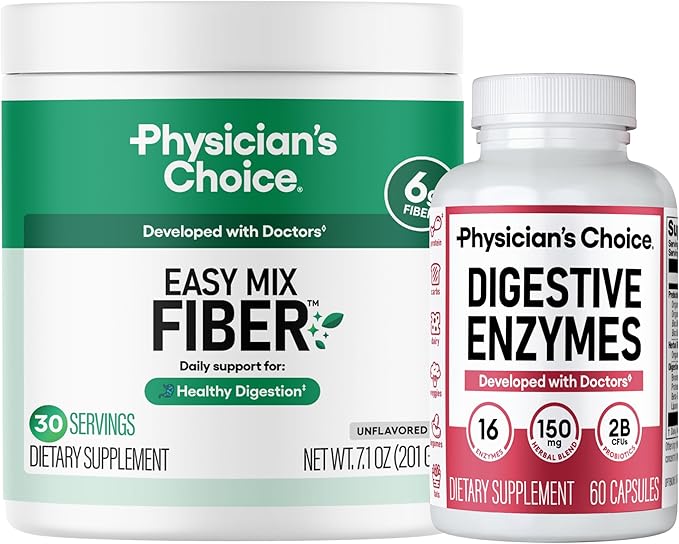 Physician's CHOICE Digestive Enzymes 60 Count + Easy Mix Fiber Bundle