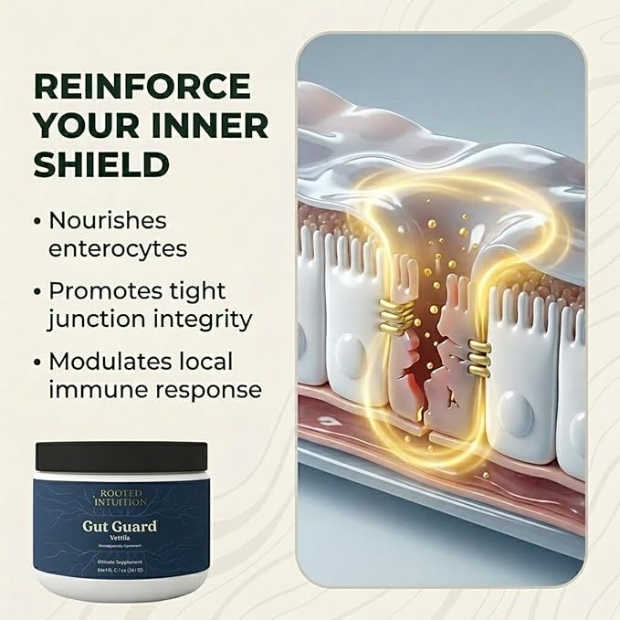 Rooted L-Glutamine Powder for Digestive Health - Leaky Gut Repair Support Digestive Wellness Formula -Stomach &amp Intestinal Balance Amino Acid Supplement for Stomach Comfort Vanilla Gut Guard 6.