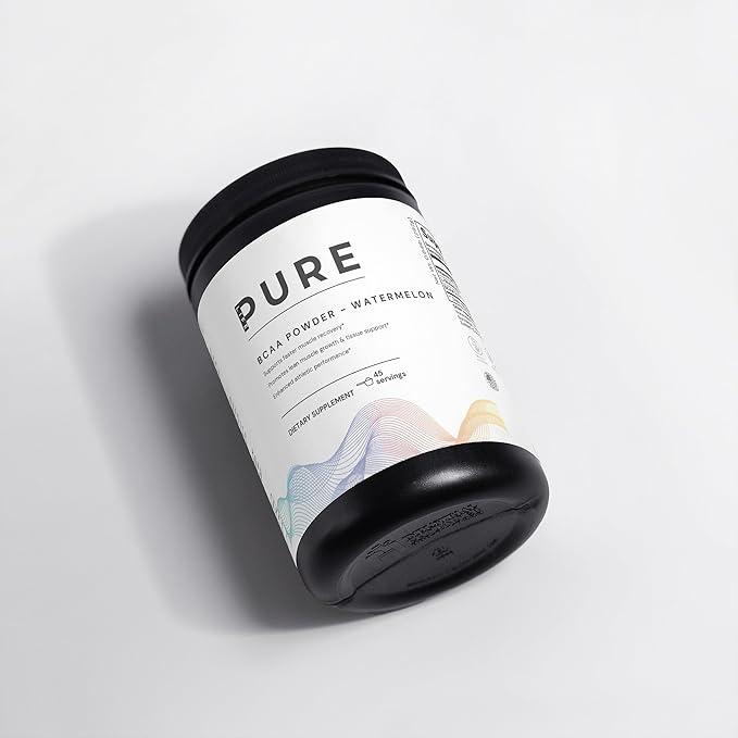 PURE LIFE BCAA Powder – Watermelon Flavor | 45 Servings | Clean BCAA Supplement with Glutamine for Muscle Recovery &amp Energy | Natural Workout Support for Men &amp Women