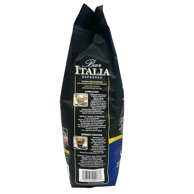 Saquella Kaffee Bar Italia Gran Gusto Espresso Coffee Beans 1kg (2.2 lb) | Authentic Italian Espresso | Full-Bodied Aroma &amp Smooth Crema | Perfect for Espresso Machines