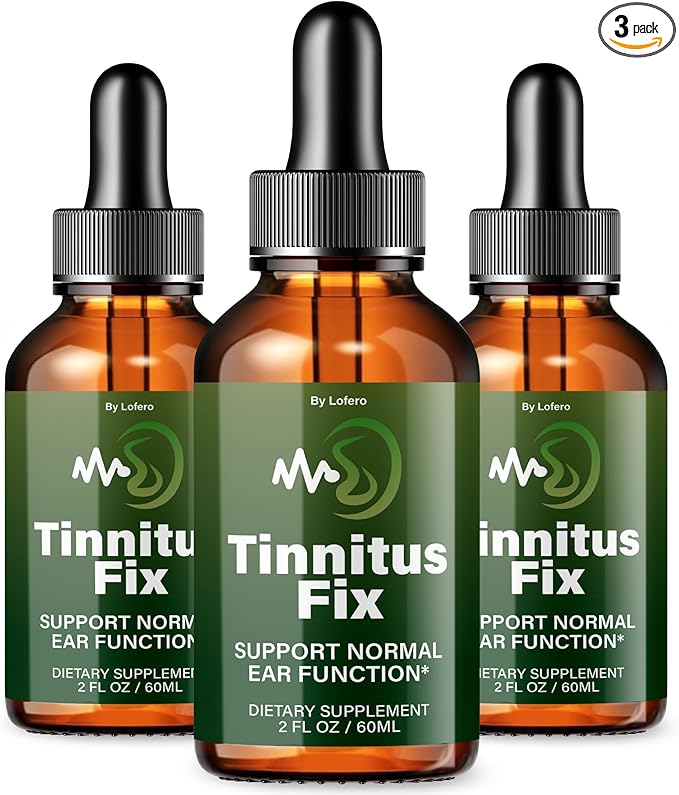(3 Pack) Tinnitus Fix Drops TinnitusFix Liquid Supplement Premium Ear Support Formula Natural Comfort Relief Vitamins Ringing Ears Health Beauty Wellness Inner Balance Hearing Care Clarity (6 oz)