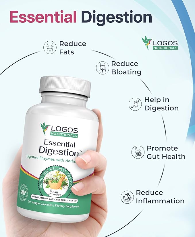 Essential Digestion 90 Veggie Caps - Digestive Enzymes to Improve Digestive and Gut Health and Relieve Digestive Issues - for Men and Women