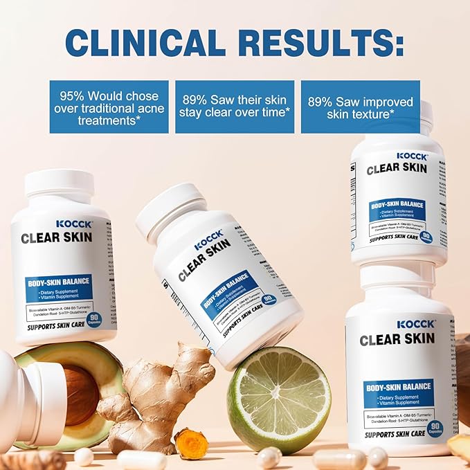 Hormonal Acne Treatment Clear Skin Supplement 5-HTP Nature DIM Supplement Skin Care Vitamins Hormone Balance Daily Using 2 Capsules 90 Capsules. (Milk)