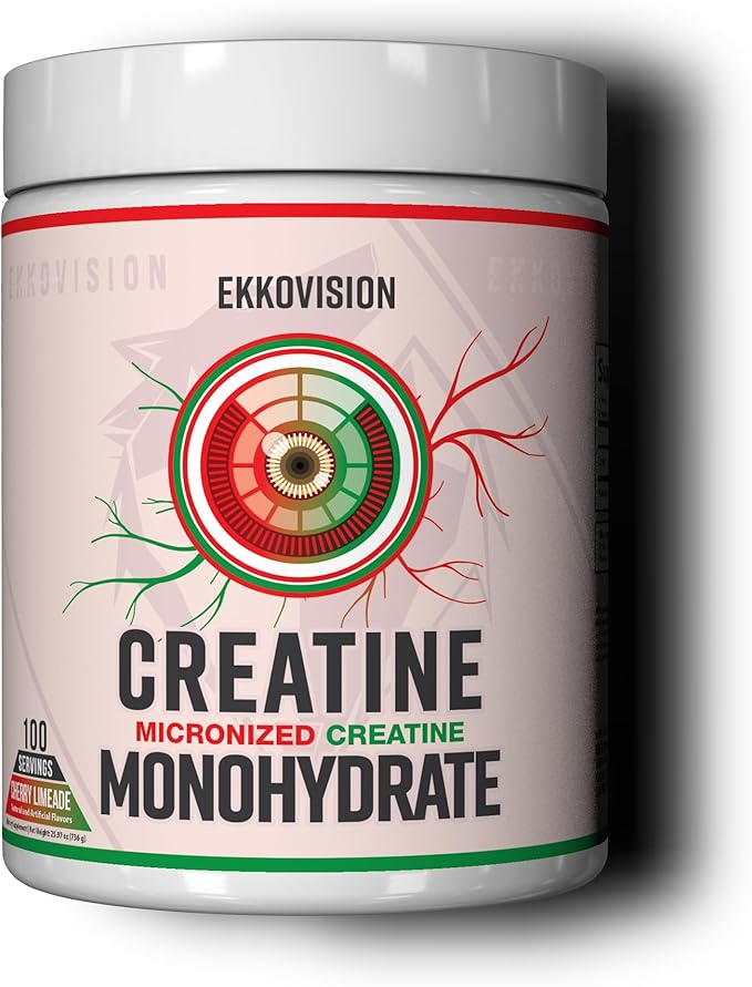 Ekkovision Creatine Monohydrate Powder Micronized Cherry Limeade Pre Workout &amp Post Workout Supplement for Men &amp Women Energy Support Easy to Mix in Shakes Smoothies &amp Beverages 100