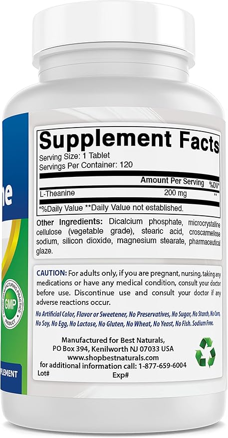 Best Naturals 5-HTP (5-hydroxytryptophan) 100 mg &amp L-Theanine 200mg