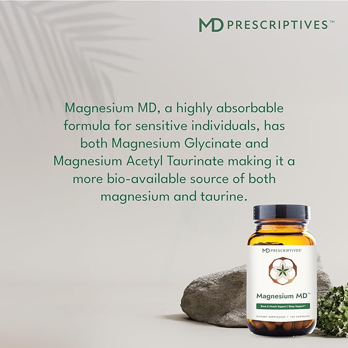 MD Prescriptives - Magnesium MD - Highly Absorbable Dietary Magnesium Supplement with Glycinate &amp Acetyl Taurinate - 120 Capsules