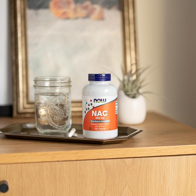 NOW Supplements NAC (N-Acetyl Cysteine) 600 mg with Selenium 250 Veg Capsules