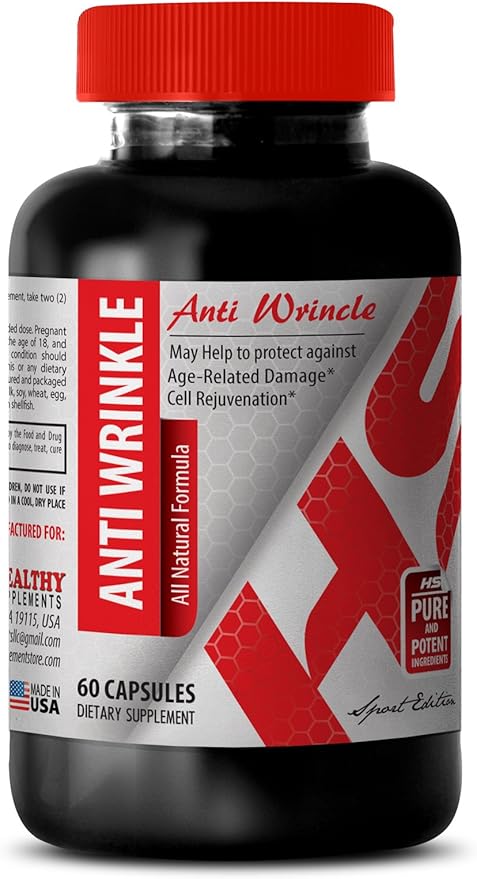 Anti-Wrinkle Supplement - Green Tea Infusion Anti-Wrinkle Hyaluronic Acid Resveratrol Glow Collagen-Rich Blend Aloe Vera Hydration Grape Seed and Hyaluronic Acid Turmeric Touch 3Bot