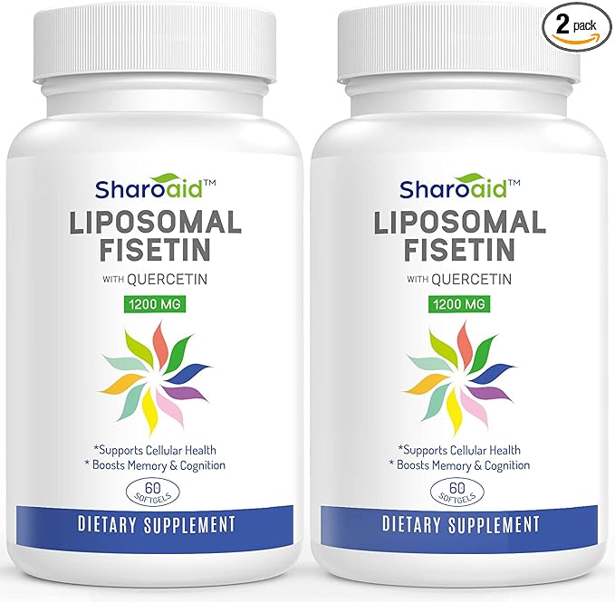 Liposomal Fisetin with Quercetin Supplements 1200 mg per ServingHigh Absorption Polyphenols Antioxidants for WomenMenNon-GMOGluten-Free2 Bottle-120 Softgels