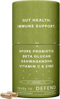 Ready To Defend Immune &amp Gut Support – Spore Probiotic DE111® Beta Glucan Ashwagandha – Supports Immunity Gut Health Stress &amp Bloating Relief Supplement – 60 Capsules