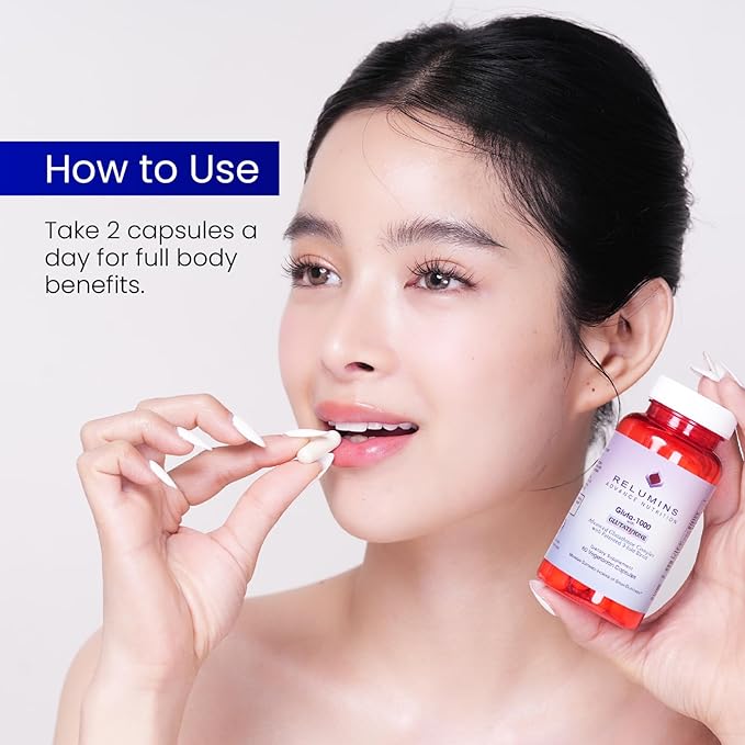 Relumins Advanced Patented Tri-Form Glutathione Complex 1000 mg — Fast-Absorb L-Glutathione S-Acetyl &amp Liposomal + Alpha-Lipoic Acid &amp Rose Hips - Made in USA