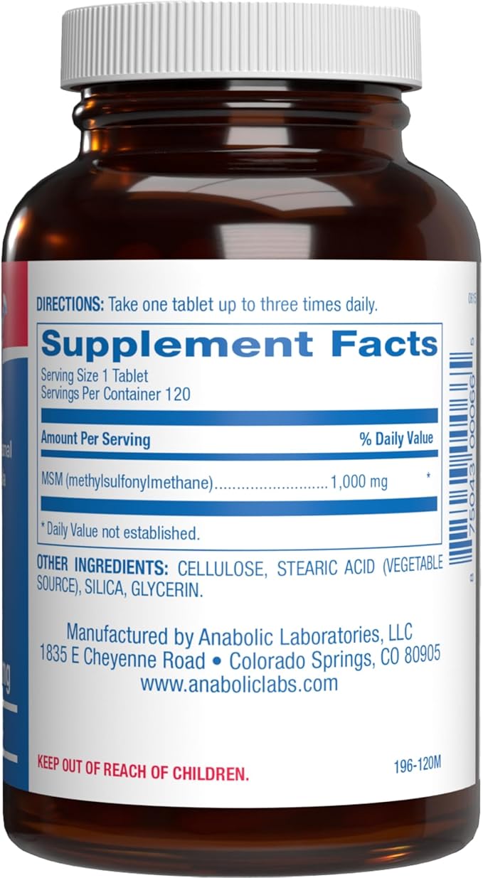 Methylsulfonylmethane MSM Supplement 1000mg - High Strength Soft Tissue &amp Joint Support Supplement with MSM from OptiMSM - Vegetarian Non-GMO &amp Made in the USA in cGMP Facilities - 60 Servings