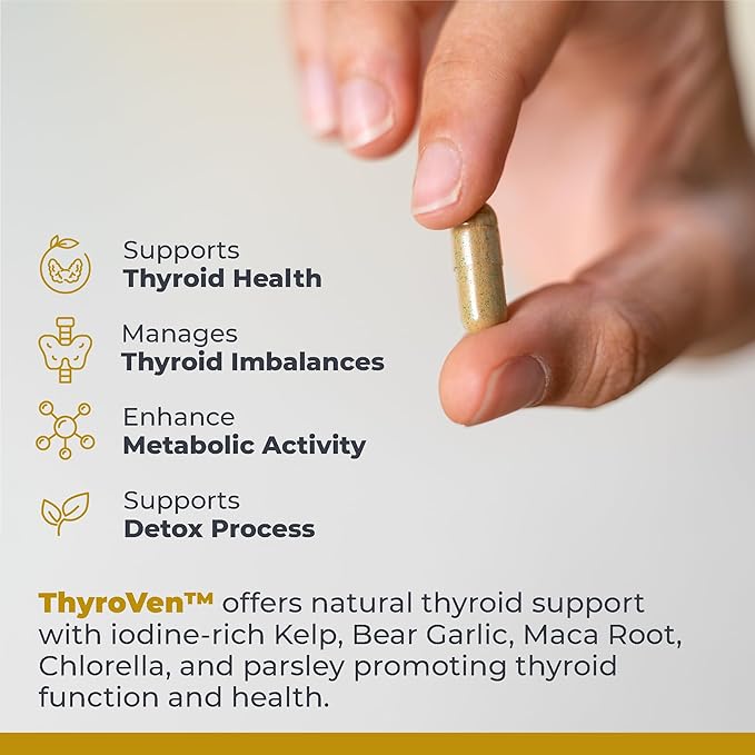 Premier Research Labs ThyroVen - Thyroid Support for Women Thyroid Support for Men Thyroid Supplement Thyroid Support Complex with Naturally-Sourced Iodine - 60 Capsules