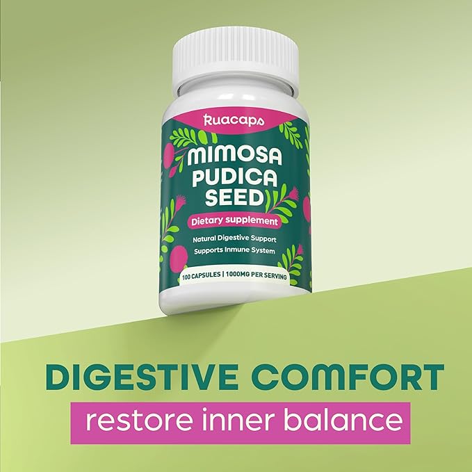 Mimosa Pudica Seed Capsules 1000mg – Natural Digestive Support – Gluten-Free Non-GMO – 100 Caps – Plant-Based Supplement