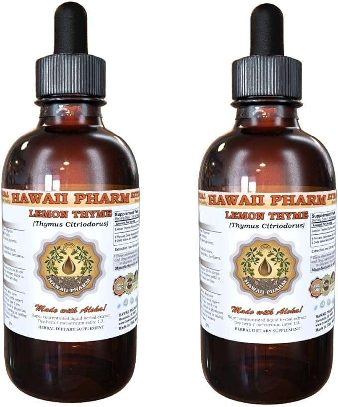 Hawaii Pharm Lemon Thyme Liquid Extract Lemon Thyme (Thymus Citriodorus) Dried Leaf Tincture Supplement 2x2 oz