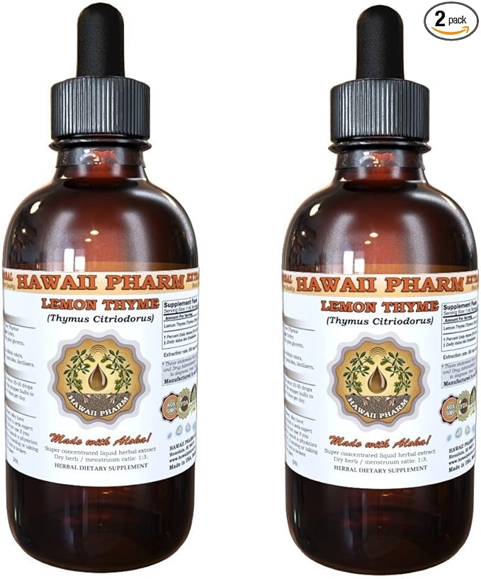 Hawaii Pharm Lemon Thyme Liquid Extract Lemon Thyme (Thymus Citriodorus) Dried Leaf Tincture Supplement 2x4 oz