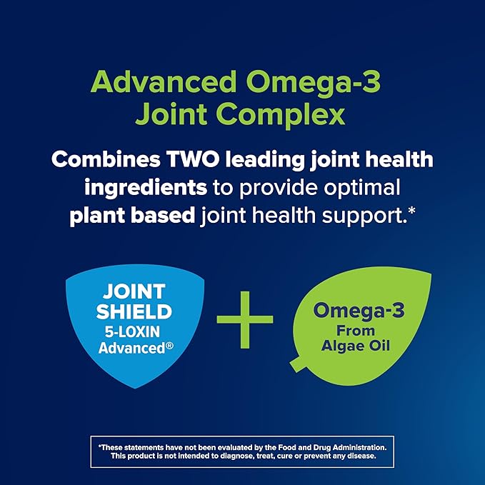 Osteo Bi-Flex Advanced Omega-3 Joint Complex Algae Oil Plant-Based Supplement Improve Joint Function Strength Flexibility Mobility 80 Softgels