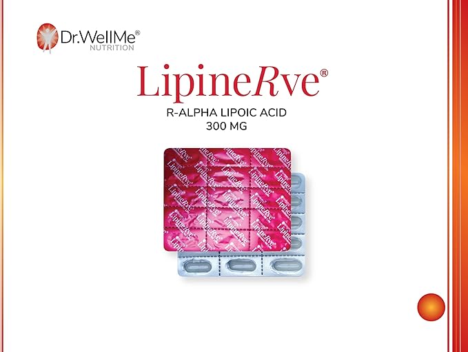 Dr.WellMe Lipinerve R Alpha Lipoic Acid 300mg Capsules Per Serving - an Antioxidant Supplement Kosher | Halal 30 Count - Made in USA