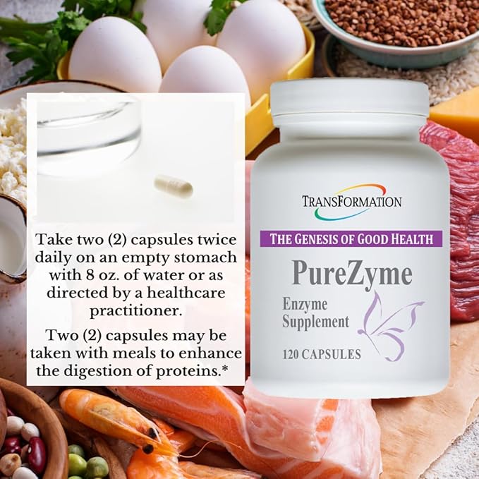 TRANSFORMATION THE GENESIS OF GOOD HEALTH - Purezyme High-Potency Protease Blend Enzyme Supplement Physician Recommended - Advanced Formula for Maximum Nutrients Digestion &amp Gut Health 120 Capsu