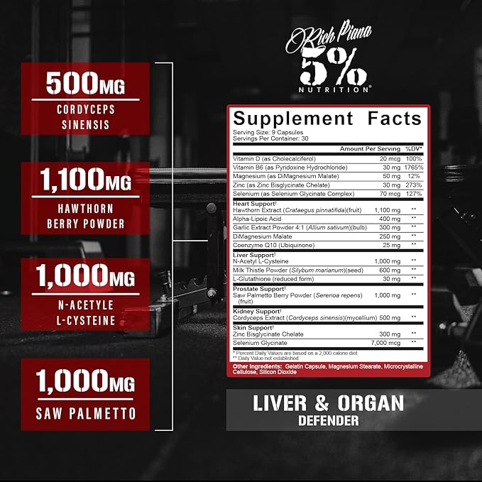 5% Nutrition Rich Piana Liver &amp Organ Defender with NAC + Post Gear PCT + Bigger by The Day (Bundle)