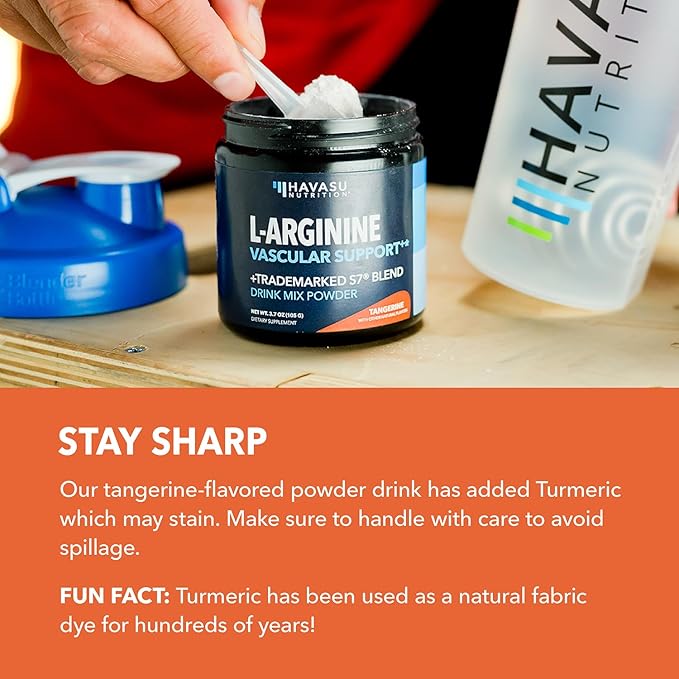 L-Arginine Powder - Nitric Oxide Supplement for Men and Women with L-Citrulline and Beet Root - Pre and Post Workout Support for Endurance and Recovery - Tangerine Flavor 1 Month Supply (30 Scoops)