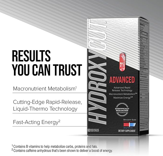 Hydroxycut Advanced - 60 Rapid-Release Liquid Capsules - Thermogenic Calorie Burn Maximize Energy - for Women &amp Men