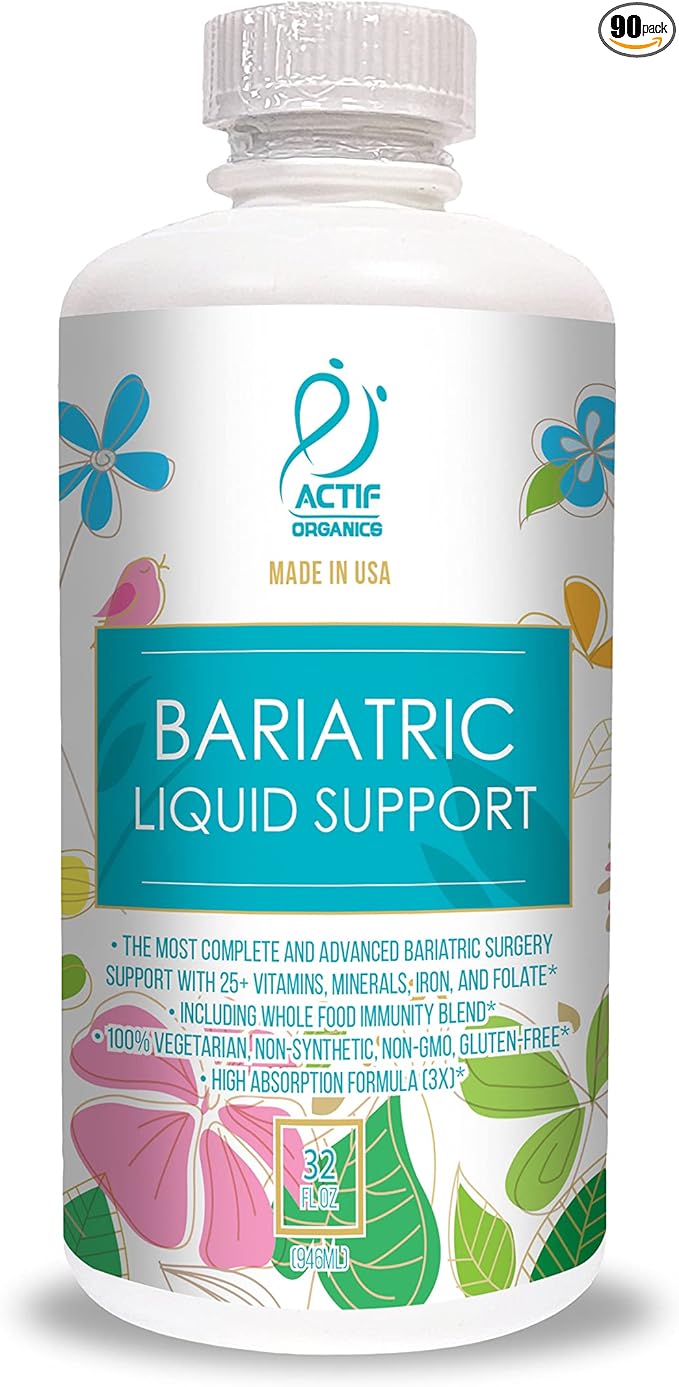 ACTIF Organic Bariatric Liquid Multivitamin with 25+ Organic Vitamins and Minerals for Bariatric Surgery Advanced Formula - 90 count Pack of