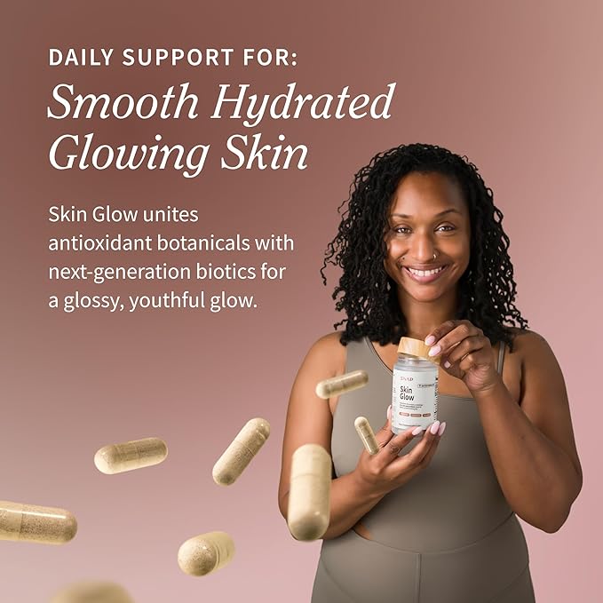 Snap Supplements Skin Glow - Gut &amp Skin Probiotics for Women &amp Men with Vitamin A Biotin &amp Clinically Studied Spinach to Support a Radiant Healthy-Looking Appearance 60 Capsules (1 Mont