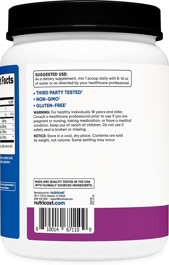 Nutricost BCAA Powder (Grape 120 Servings) - Gluten Free Non-GMO Vegetarian Optimal 2:1:1 Ratio
