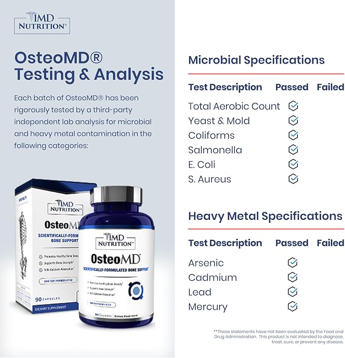 1MD Nutrition OsteoMD for Comprehensive Support - Supplement for Women and Men - Promote Density w/Vitamin D - Hydroxyapatite w/Vitamin D3 &amp K2-90 Capsules