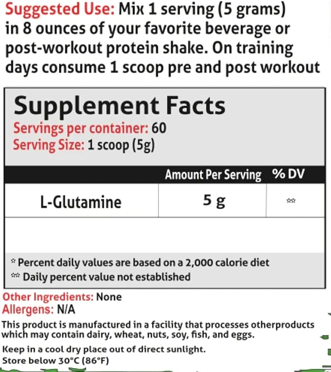 Glutamine Unflavored Essentials Train Harder Recover Faster Increase Endurance Veteren Owned and Operated (60 Servings Glutamine)