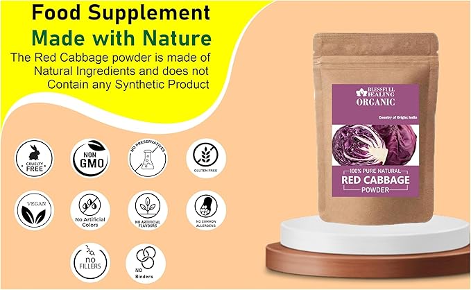 Blessfull Healing Organic Red Cabbage Powder 100% Pure Natural 200 Gram / 7.05 oz