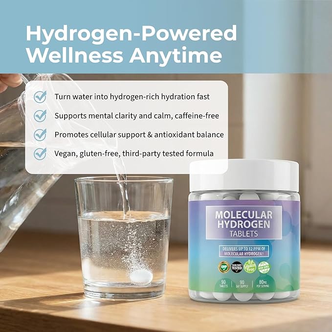 Body C.E.O. Hydrogen Water Tablets with Magnesium | Molecular Hydrogen Tablets for Drinking Water | Supports Energy Focus &amp Antioxidant Balance | Vegan &amp Gluten Free Supplement| 90 Count (Unfl