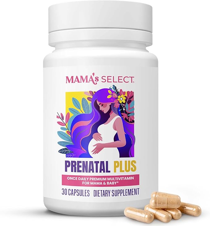 Mama's Select Prenatal Vitamins for Women – Allergen-Free MTHFR Friendly Methylated Folate &amp B Vitamins Easy-to-Digest Supports Fetal Development Once Daily Vegan No Biotin