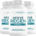 PUREHEALTH RESEARCH Nerve Regen Formula - Nerve Support Supplement for Feet &amp Hands - with Alpha Lipoic Acid ALA Benfotiamine Acetyl L-Carnitine Vitamin B2 B6 B12 D3 &amp More - 3 Bottles