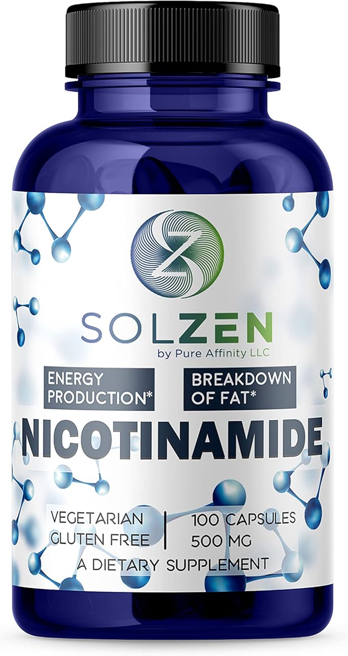 B3 Nicotinamide 500 mg Effective Flush-Free Niacin. Energy Booster Cell Regenerator That Supports Cognitive Decline Anti-Aging and Helps Breaks Down Carbs &amp Fats (100 Count)